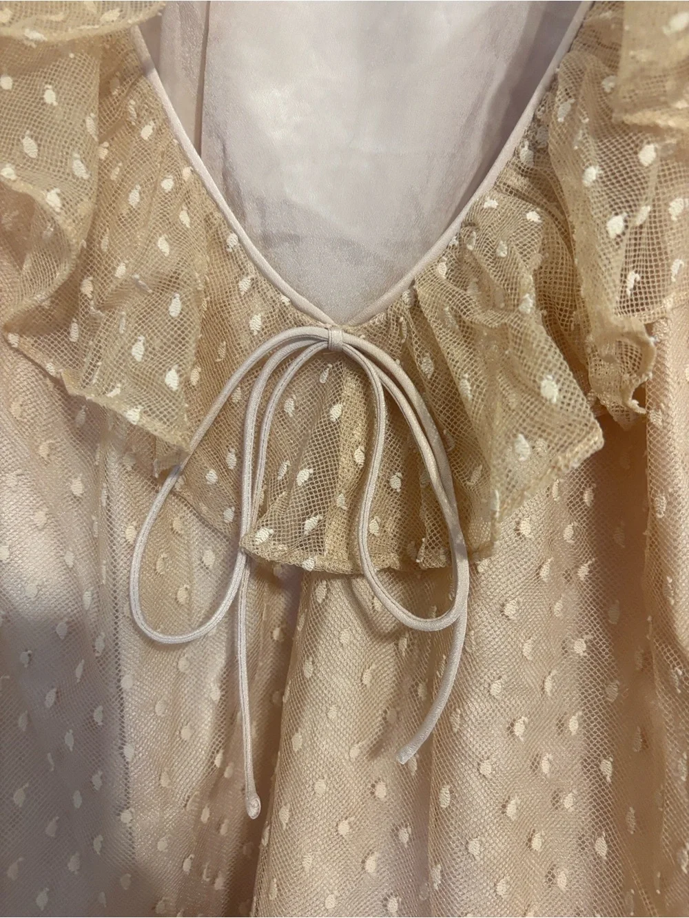 J. Crew Sheer Ruffle Tie-Neck Blouse - Tan